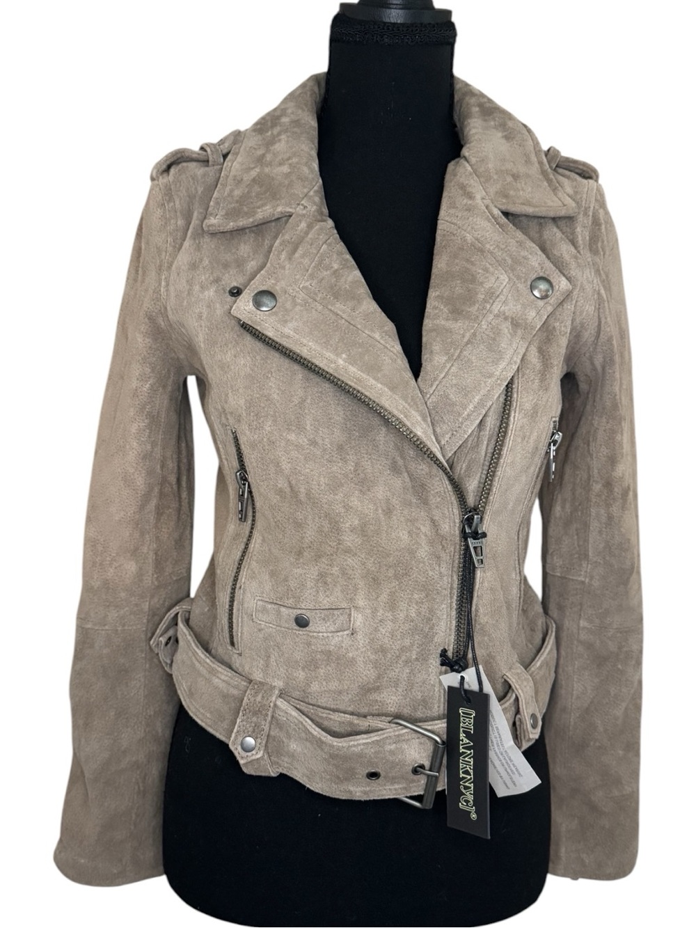 Blank NYC Taupe Suede Moto Jacket